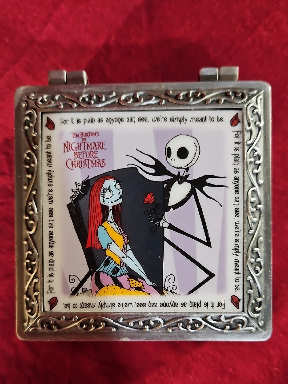 Disney Nightmare Before Christmas Jack & Sally Hinged Ring Trinket Jewelry Box
